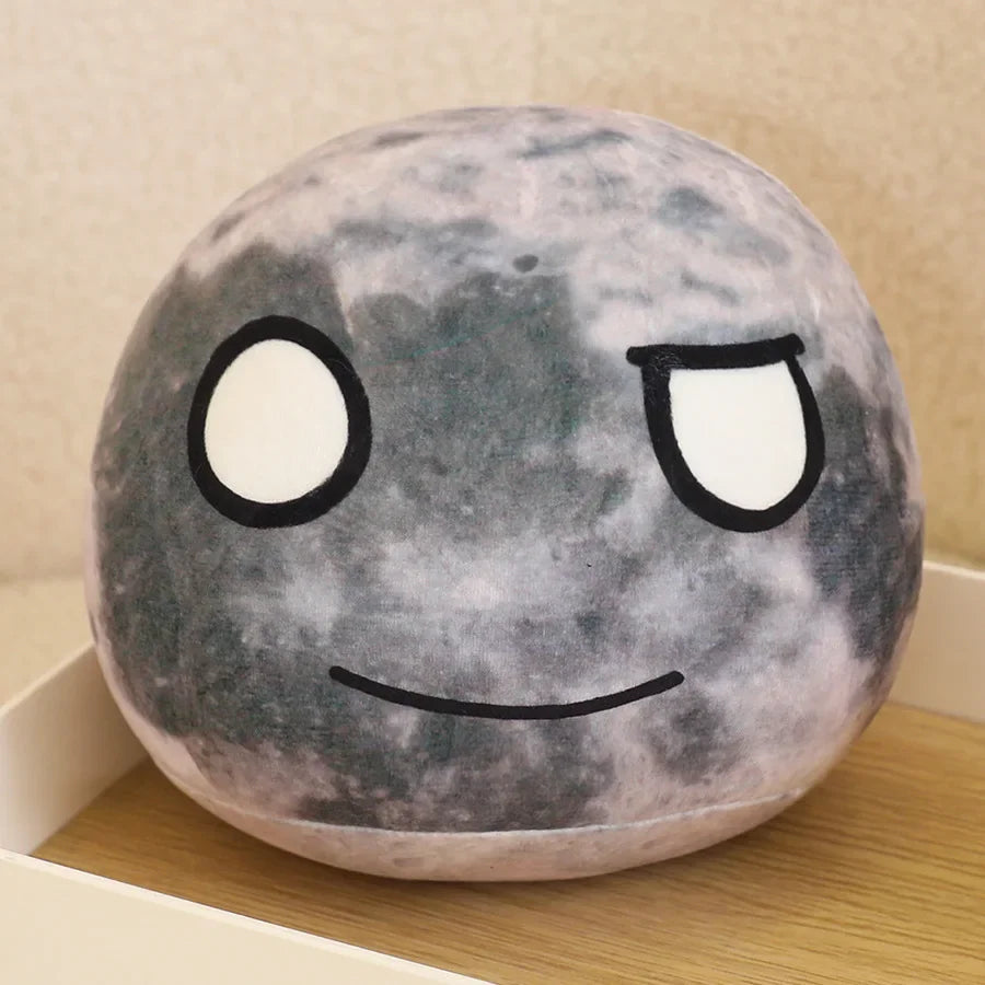 Round Orange Sun Plush Pillow with Asymmetric Face