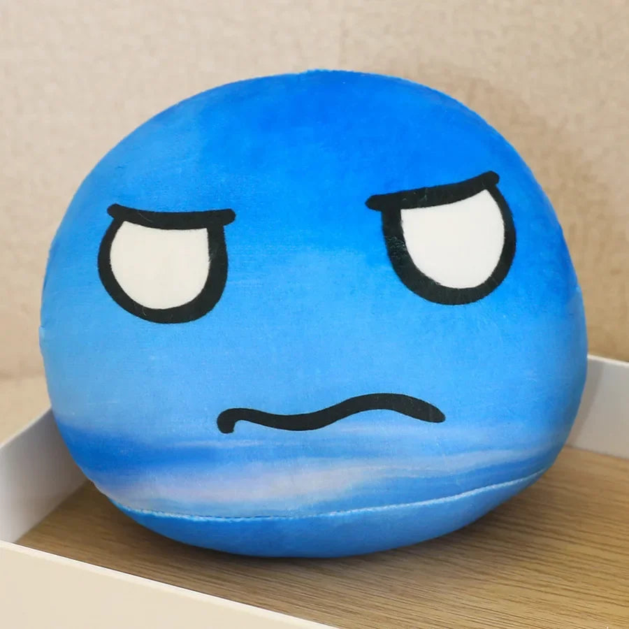 Round Orange Sun Plush Pillow with Asymmetric Face