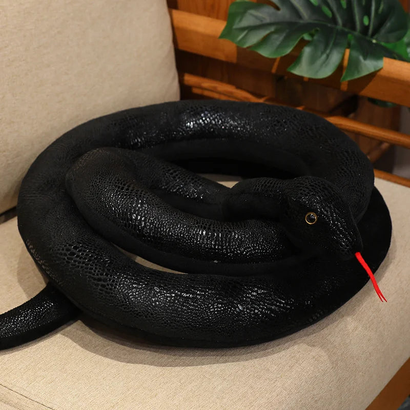 Black Scaled Snake Plush with Red Tongue