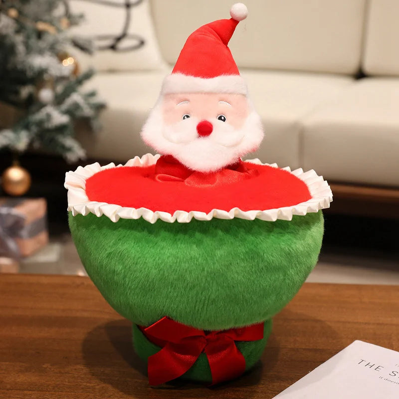 Adorable Christmas Tree Plush with Santa Hat