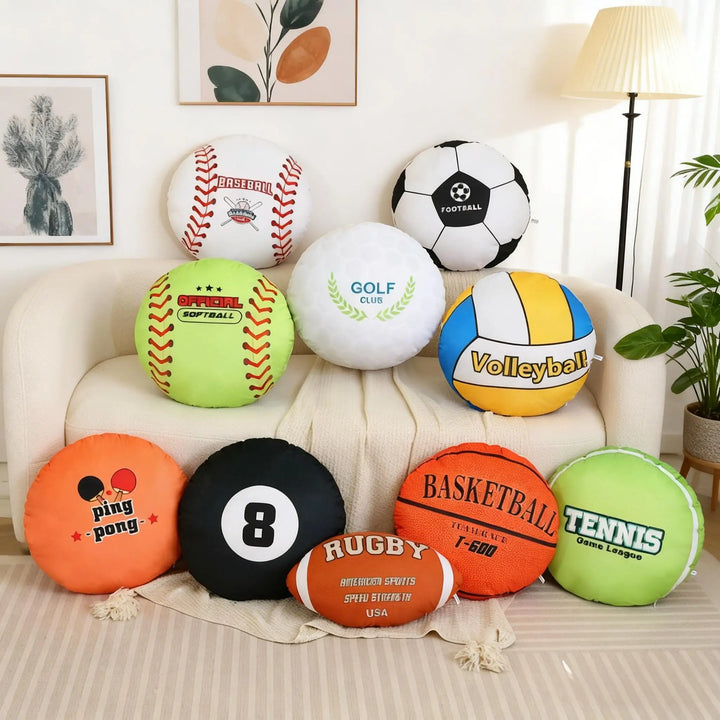 Plush White Baseball Decorative Pillow