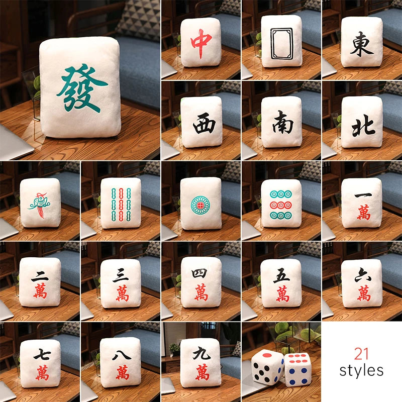 Mahjong Tile Plush Cushion with Iconic Designs