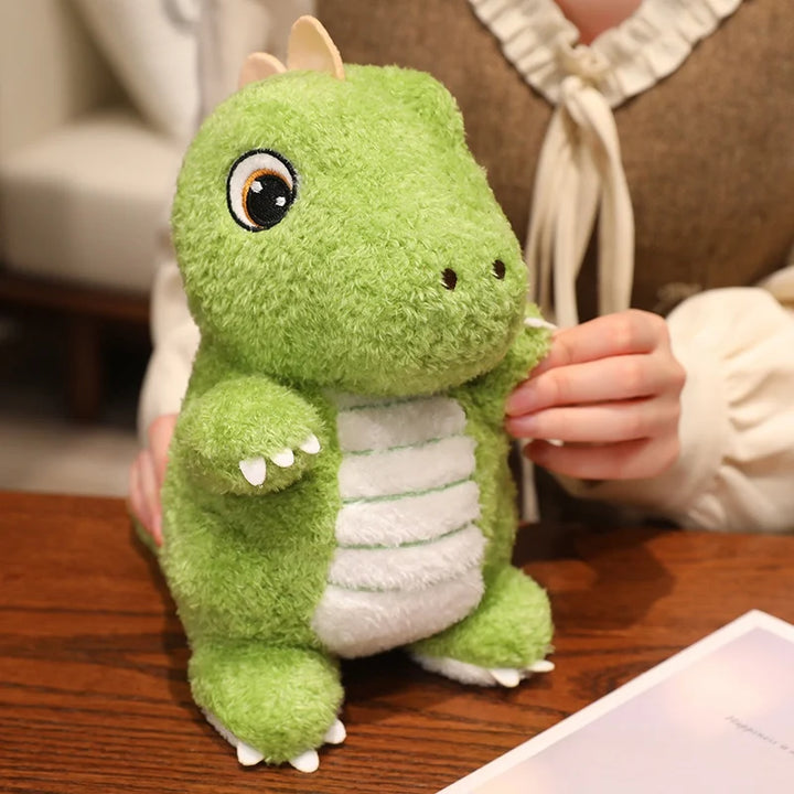 Adorable Green Dino Plush Toy with Striped Belly