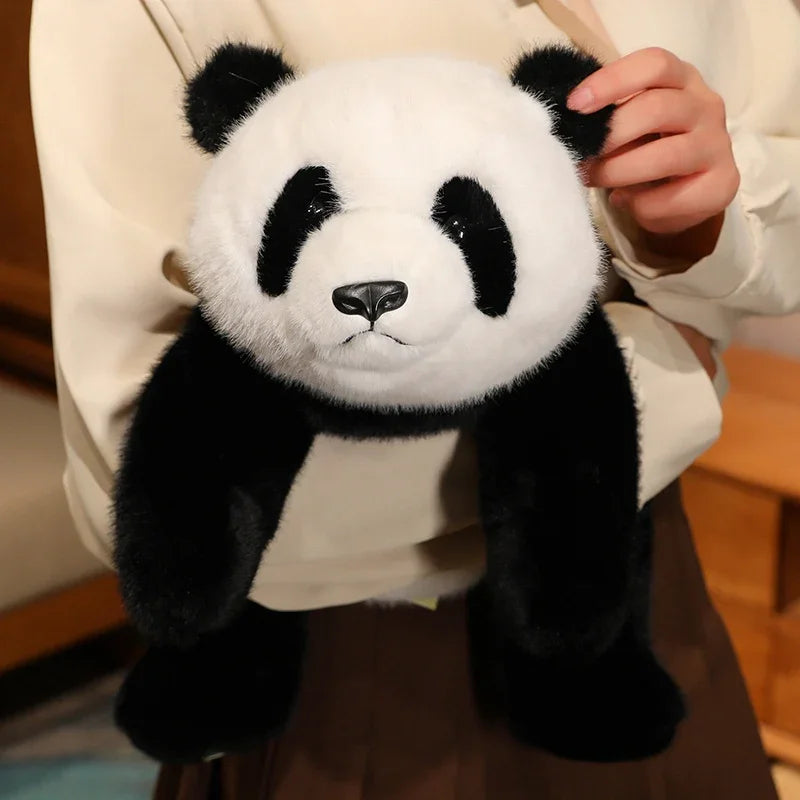 Cute Black and White Sitting Panda Plush