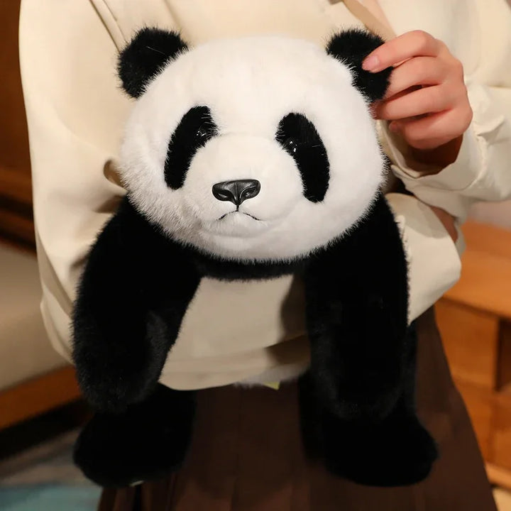 Cute Black and White Sitting Panda Plush