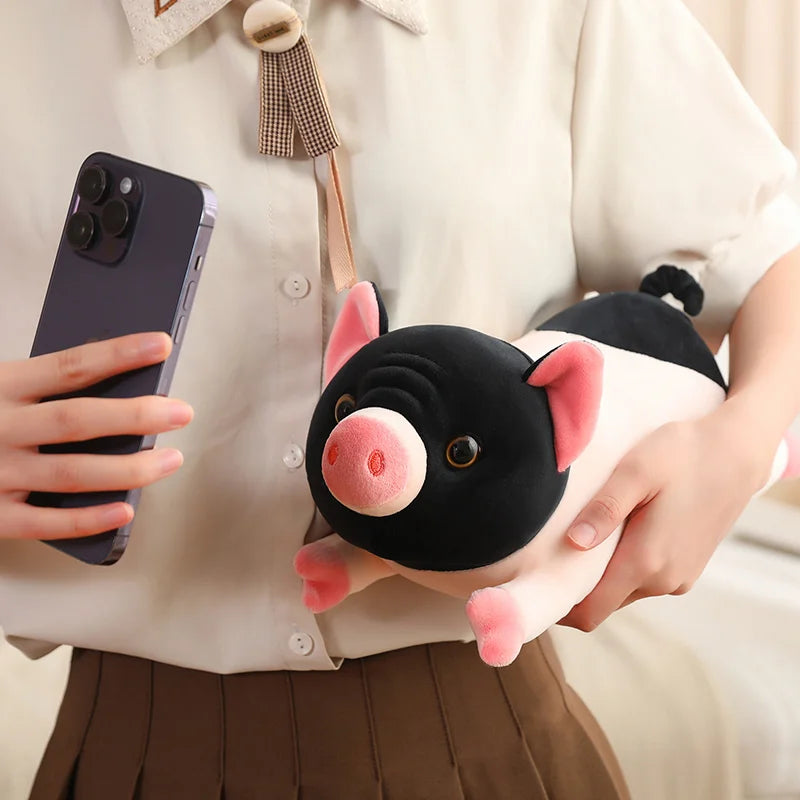 Soft Black and Pink Pig Plush Pillow