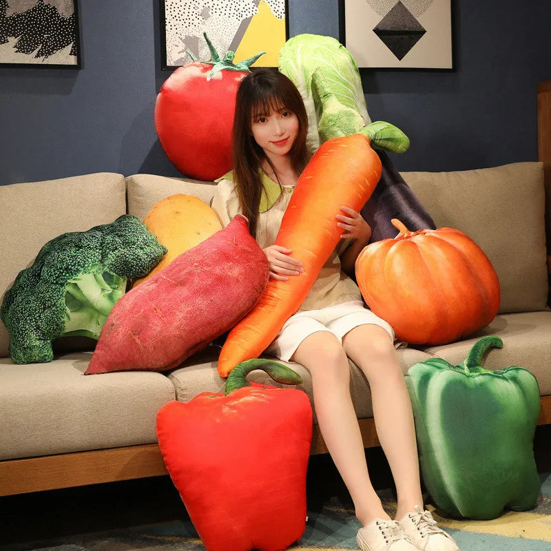 Soft Plush Vegetable Toys: Eggplant, Carrot, Tomato