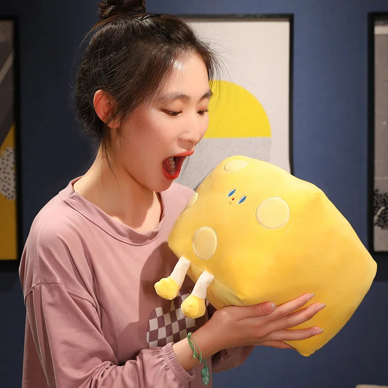 Adorable Yellow Cheese Block Plush Bean Bag