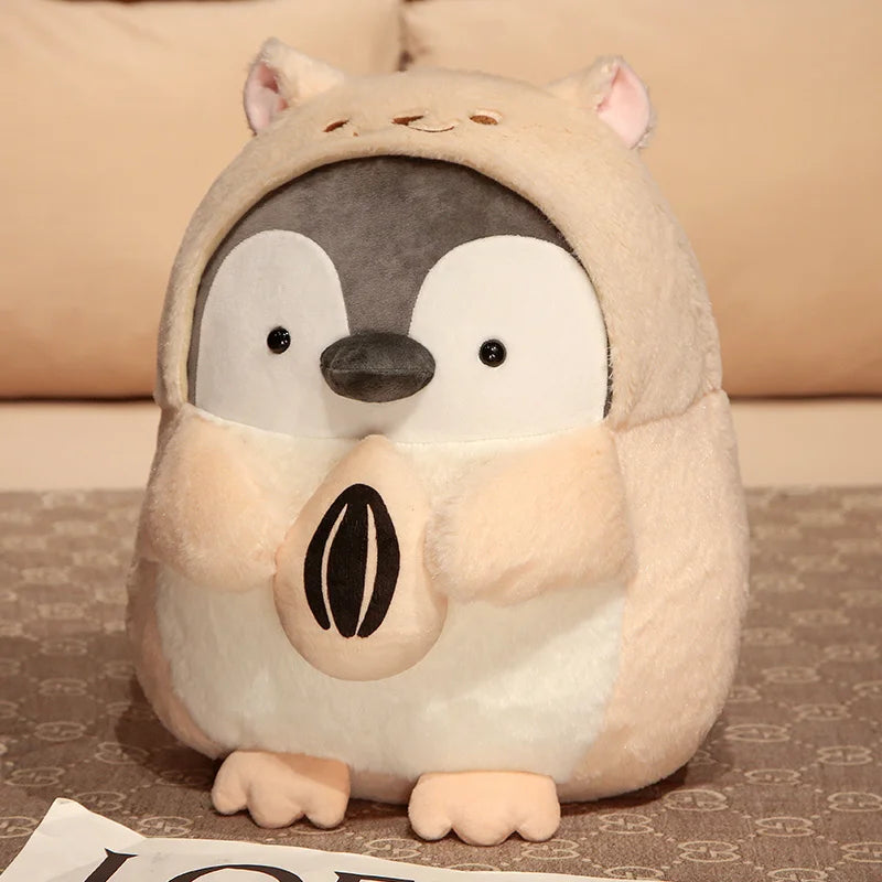 Adorable Grey Penguin Plush with Yellow Hat