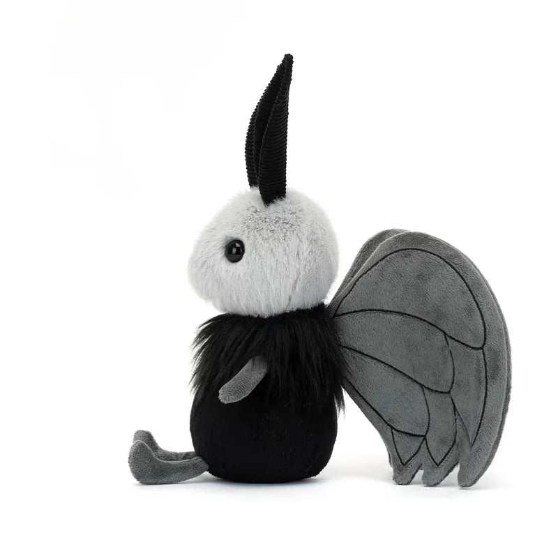Cute Shaggy Black and Grey Moth Plush Toy