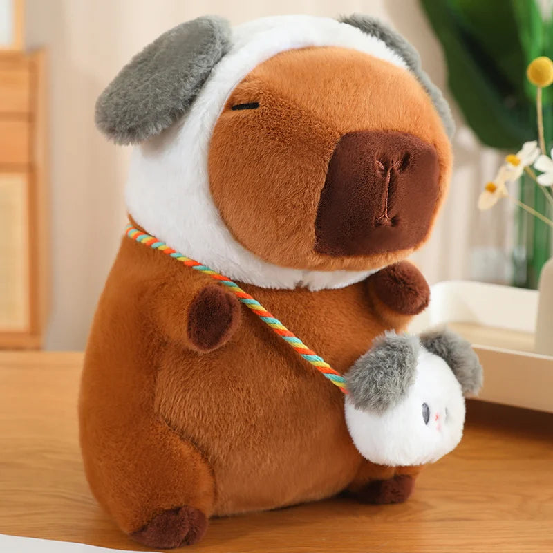Adorable Capybara Plush with Animal Hood and Bag