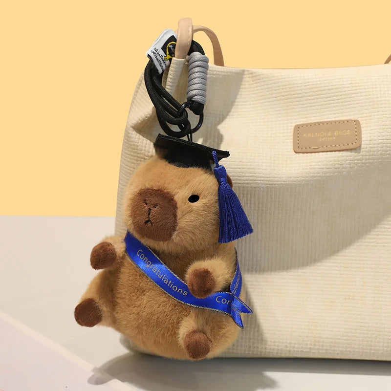 Adorable Graduation Plush Keychain with Ribbon