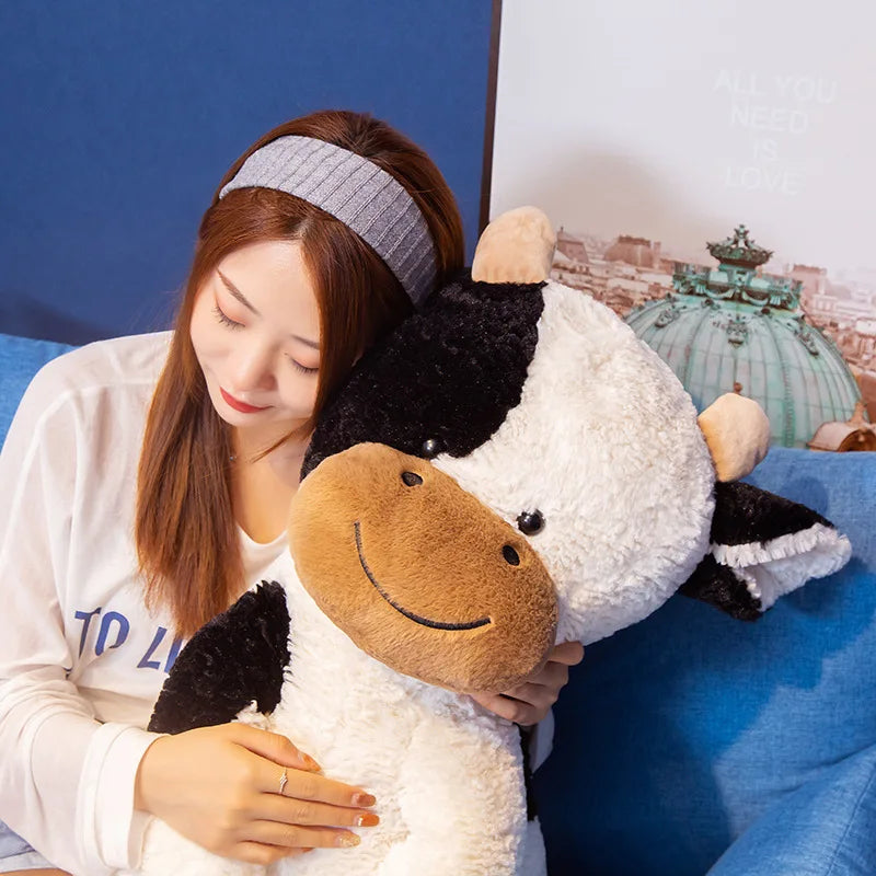 Adorable Smiling Black and White Cow Plush