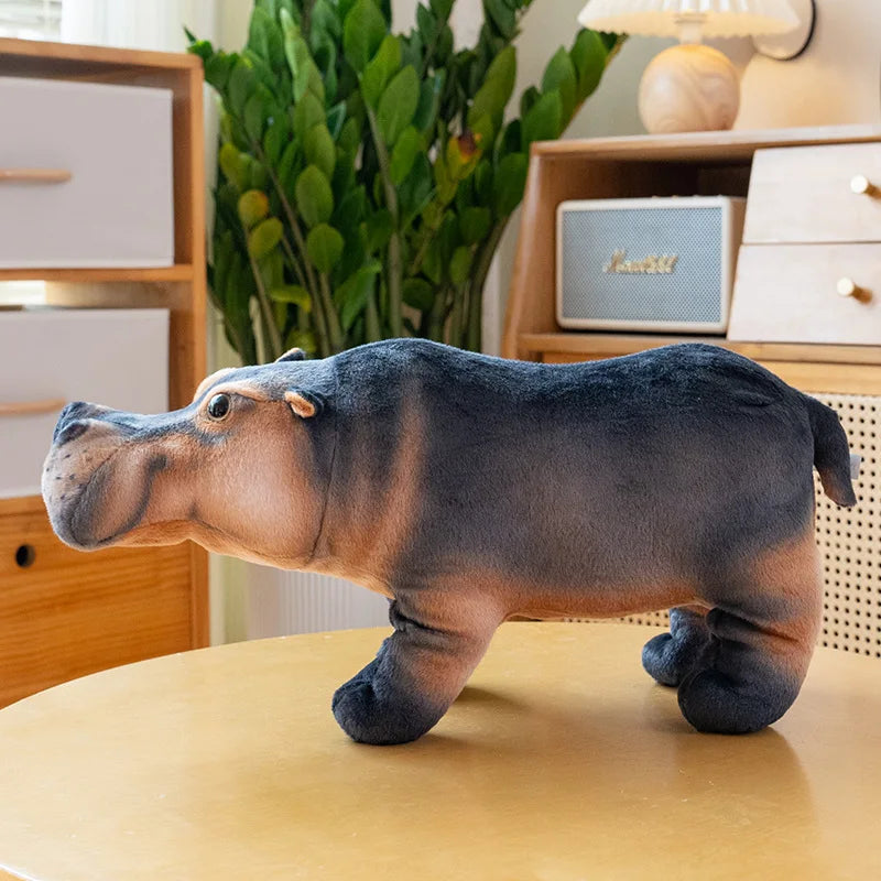 Realistic Grey and Tan Hippopotamus Plush Toy