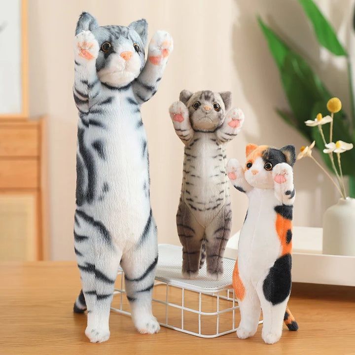 Adorable Standing Cat Plush with Raised Paws