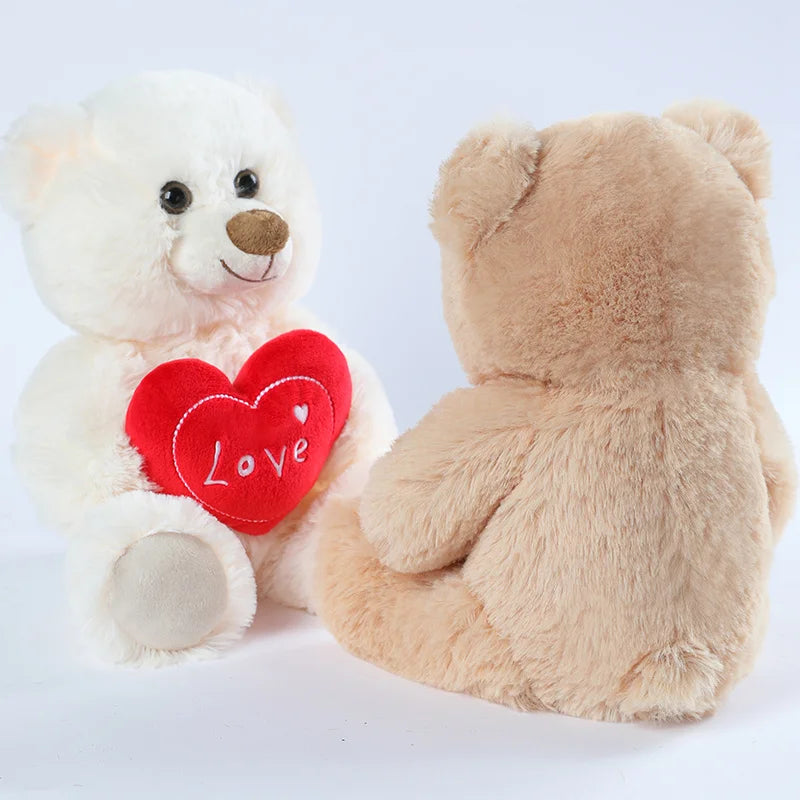 Soft Tan Plush Teddy Bear with Red 'Love' Heart