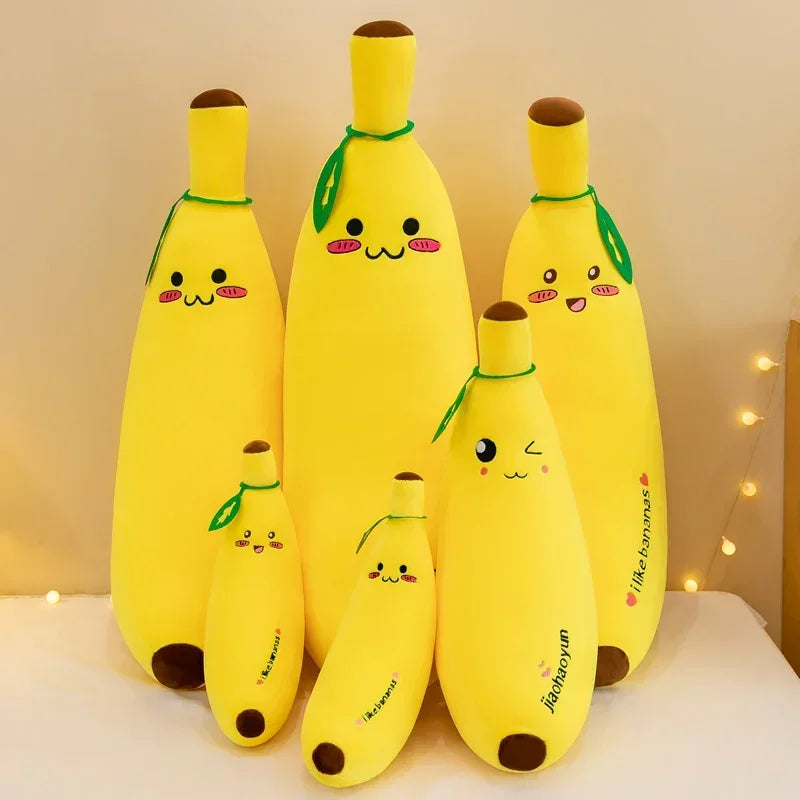 Bright Yellow Kawaii Banana Cuddle Pillow