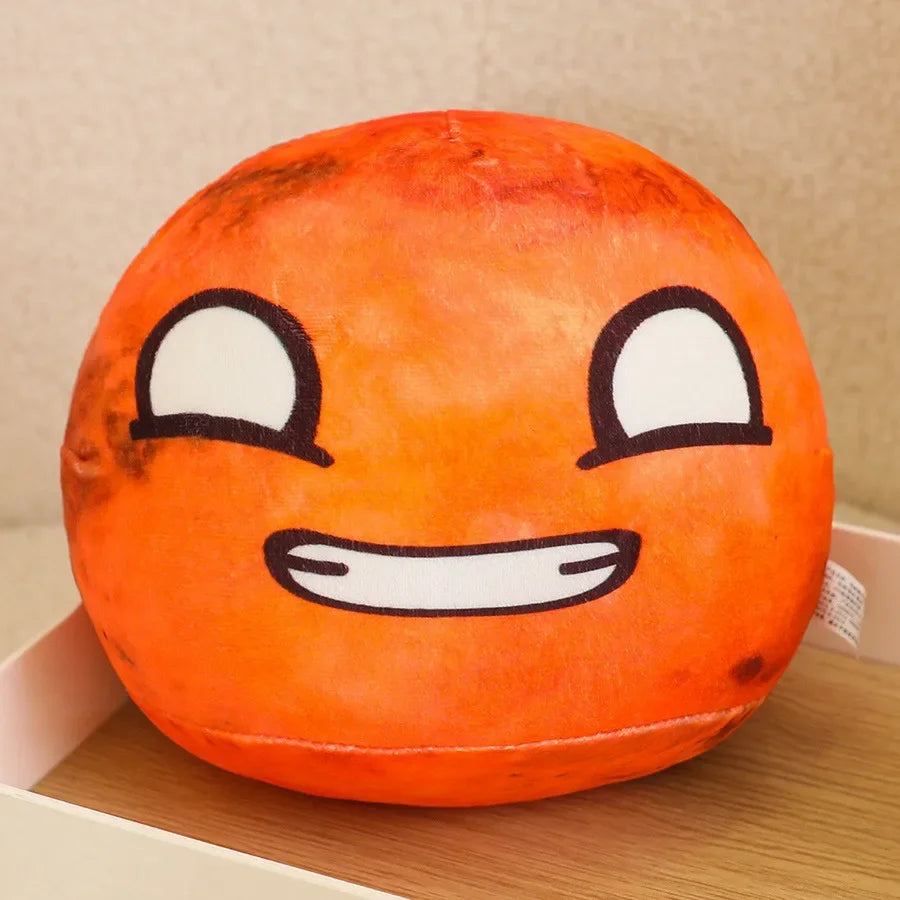 Round Orange Sun Plush Pillow with Asymmetric Face