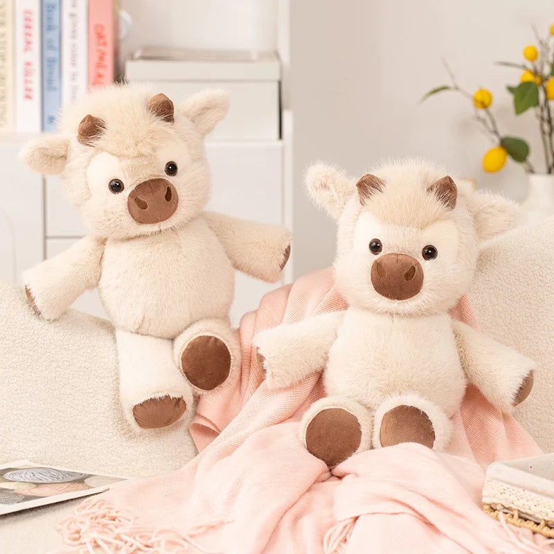 Adorable Cream Fluffy Calf Plush