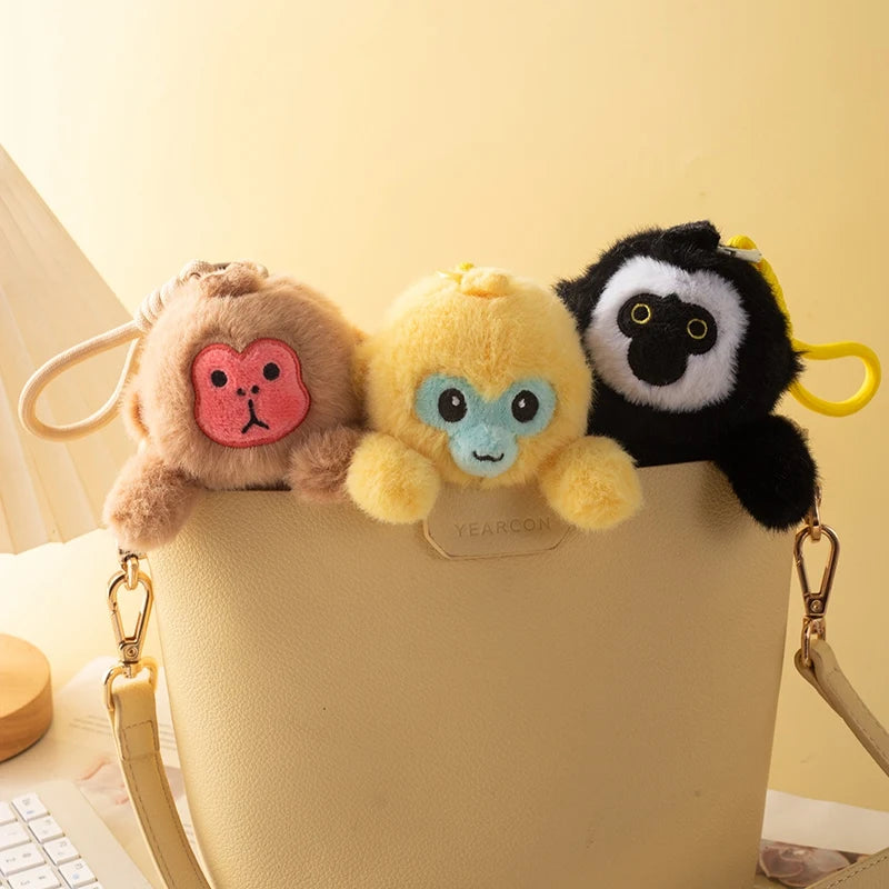 Cute Black Gibbon Plush Keychain