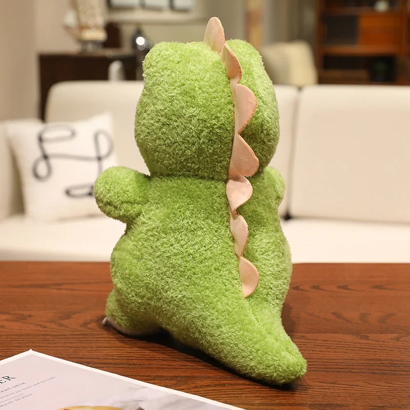 Adorable Green Dino Plush Toy with Striped Belly