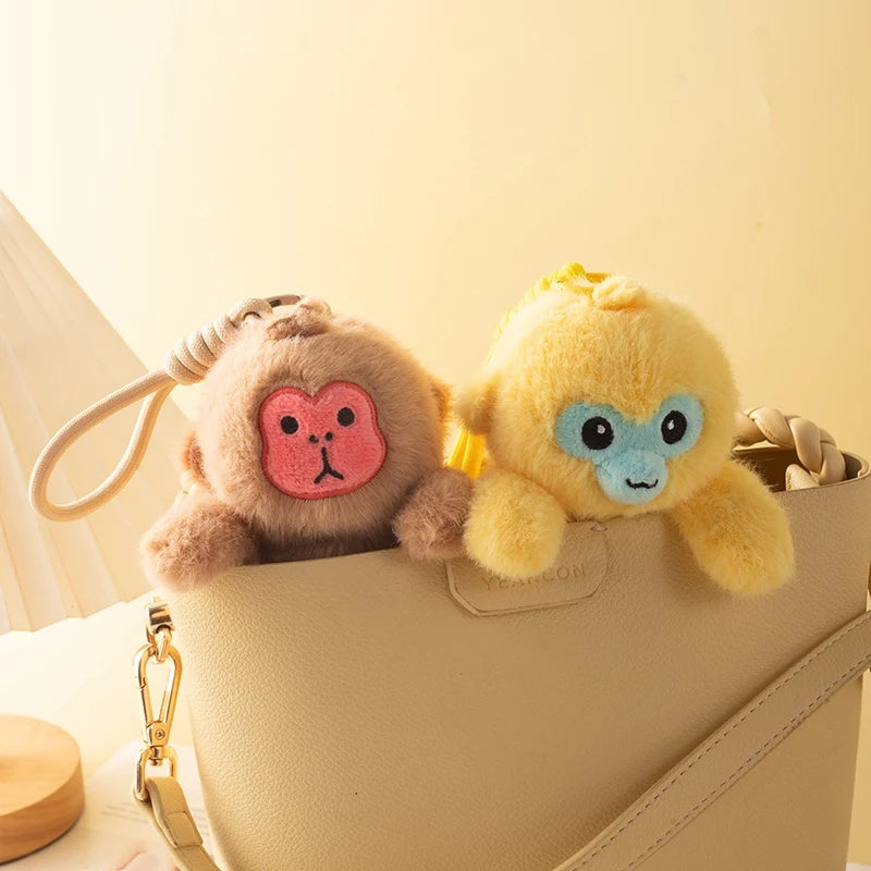 Cute Black Gibbon Plush Keychain