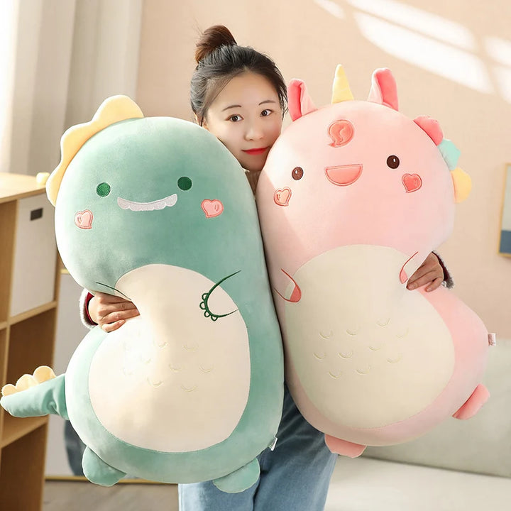 Chubby Dinosaur Plush Pillow in Mint Green