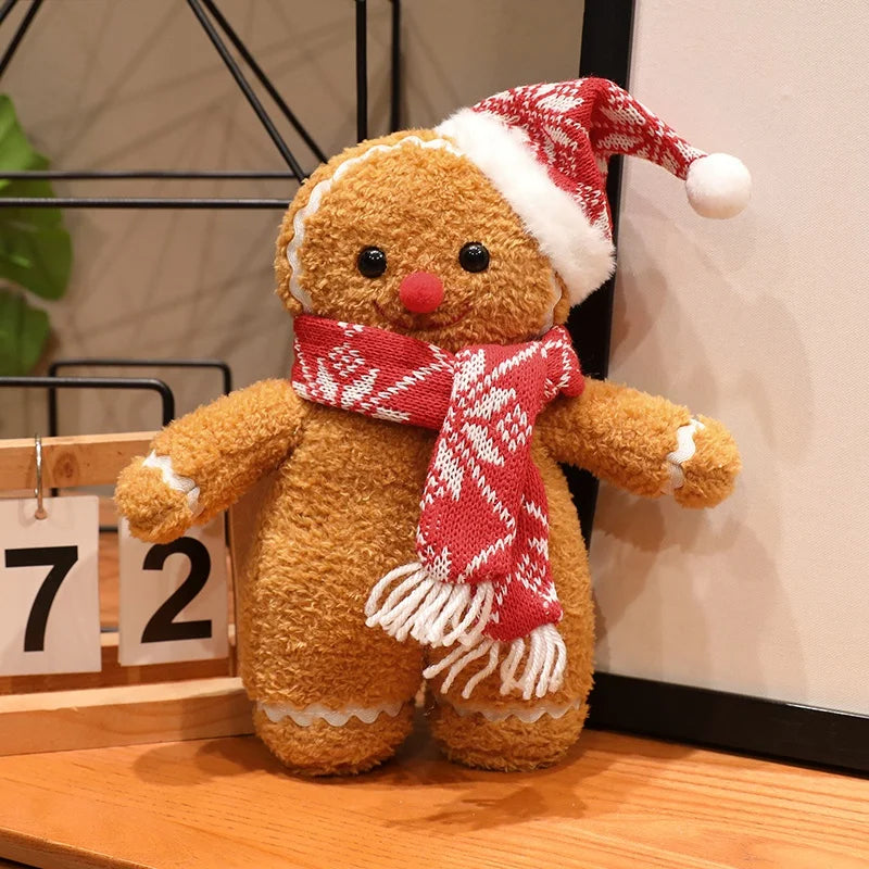 Festive Gingerbread Man Plush with Santa Hat
