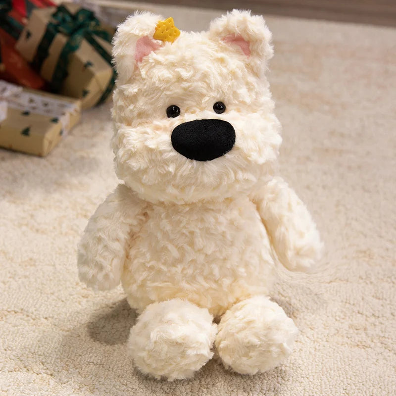 Adorable White Bear Plush in Gingham with Star