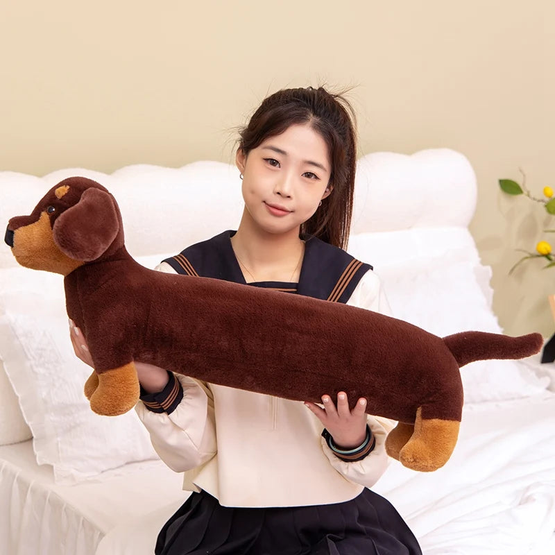 Brown and Tan Dachshund Plush Body Pillow