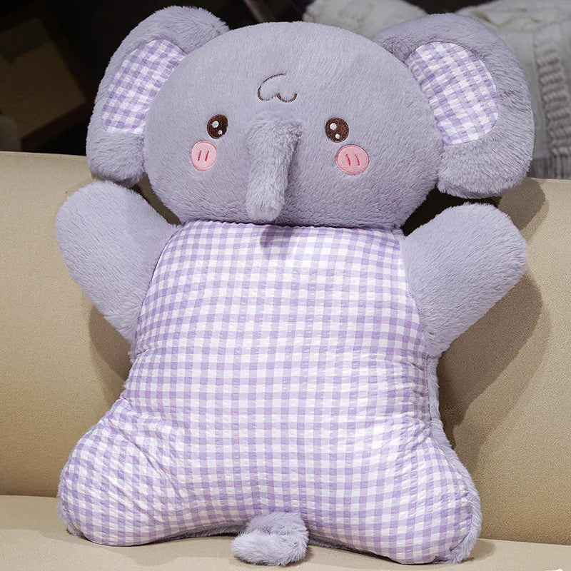 Adorable Elephant Plush Pillow with Gingham Body