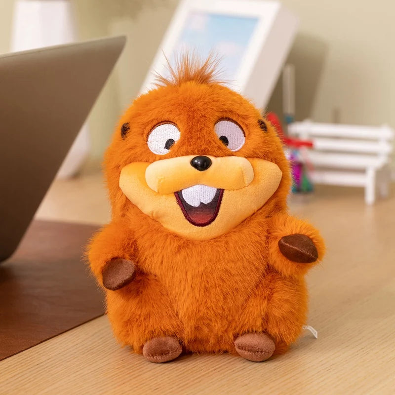 Cartoon Beaver Plush Pair with Crown