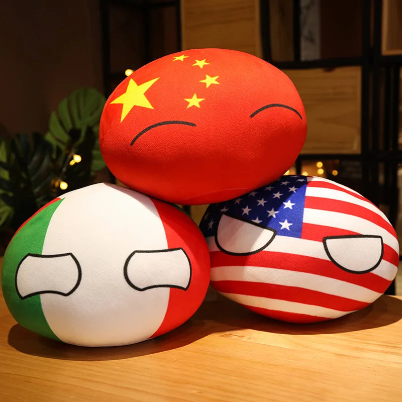Soft Round Countryball Flag Plush Toy