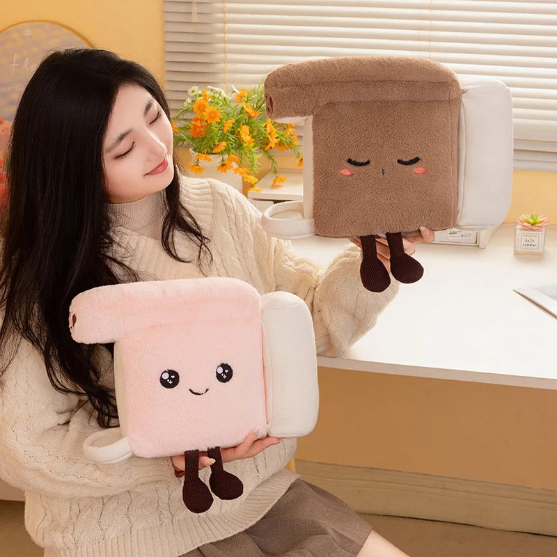 Adorable Brown Toast Plush with Sleepy Face