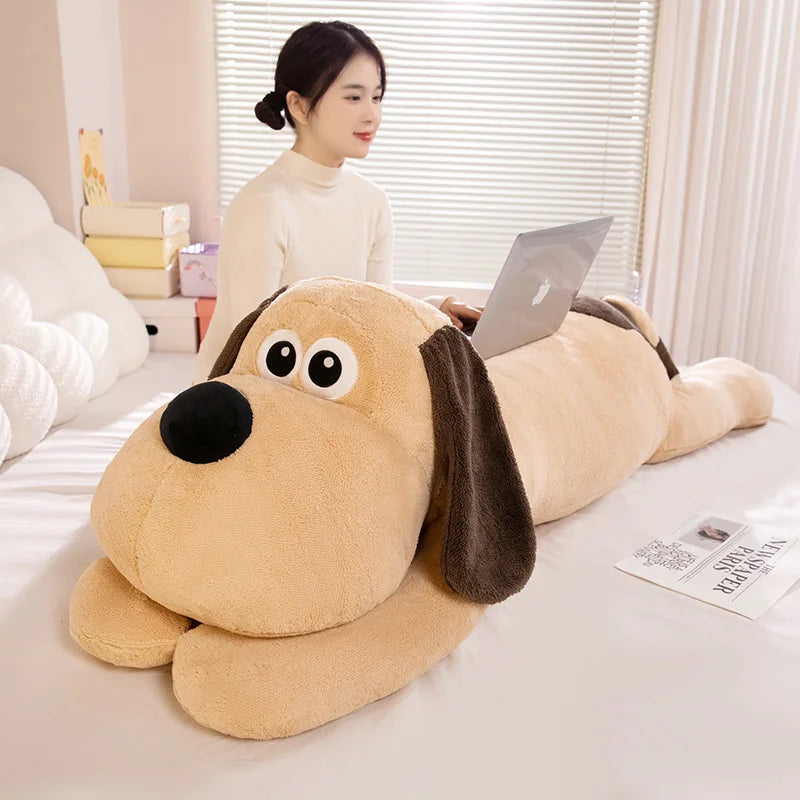 Cartoon Tan Long Plush Dog Pillow
