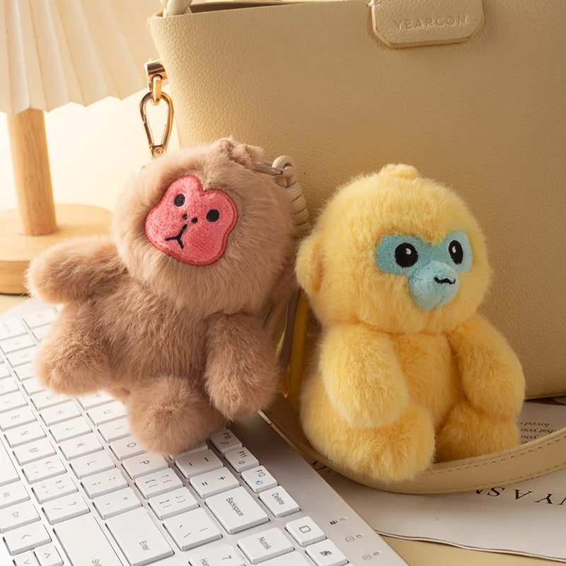 Cute Black Gibbon Plush Keychain