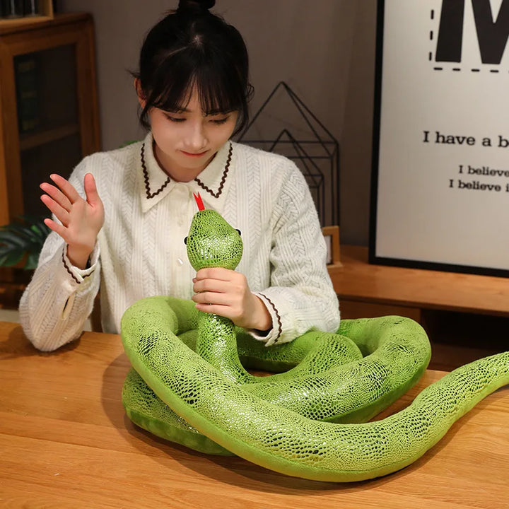 Black Scaled Snake Plush with Red Tongue