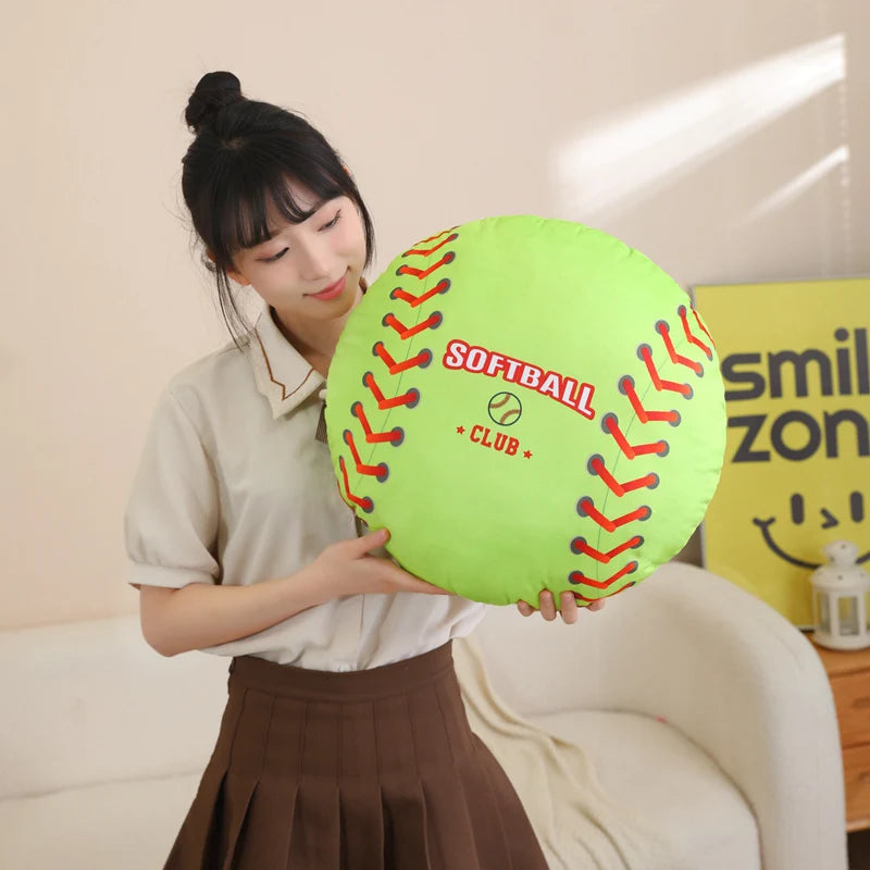Plush White Baseball Decorative Pillow