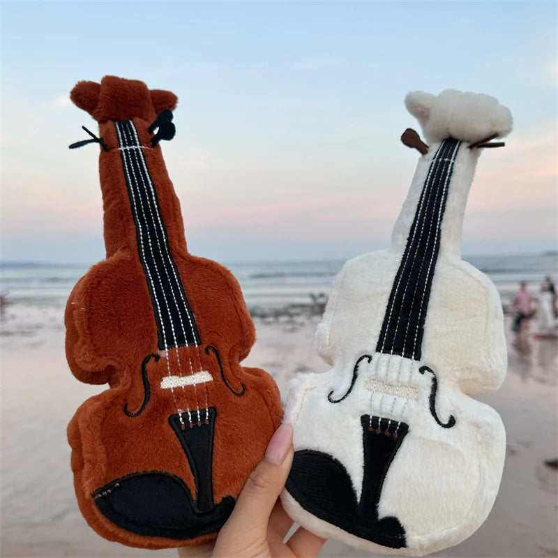 Brown and Cream Plush Violin Toy