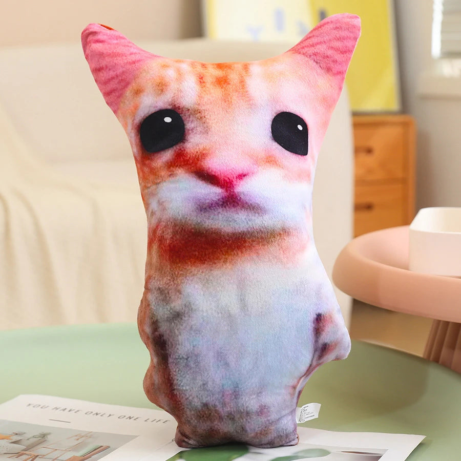 Funny Distorted Cat Face Plush Pillow