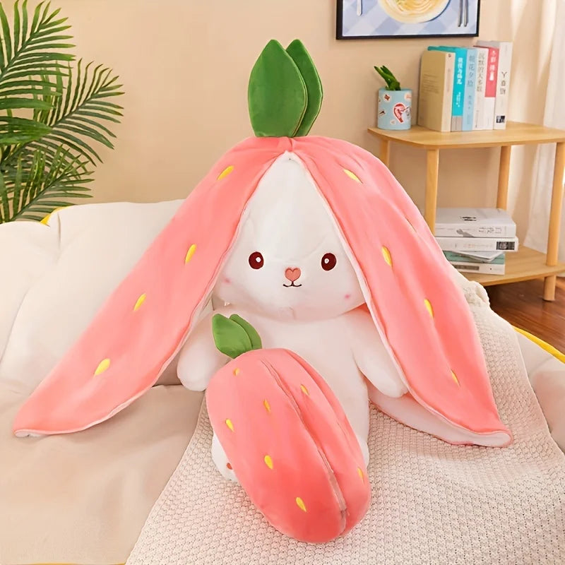 Adorable Reversible Pink Strawberry Rabbit Plush