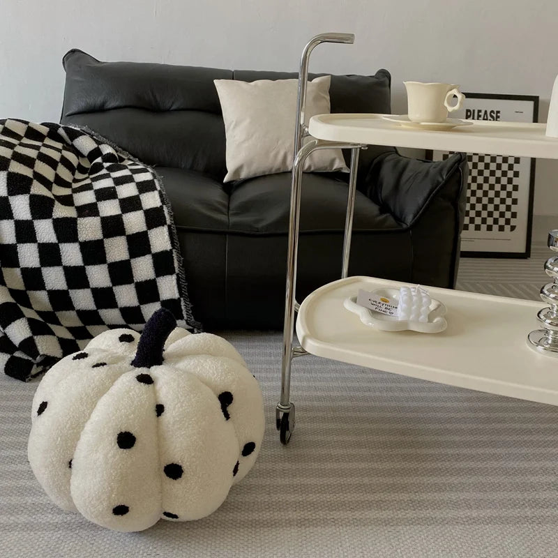 Cream Plush Pumpkin Polka Dot Handbag