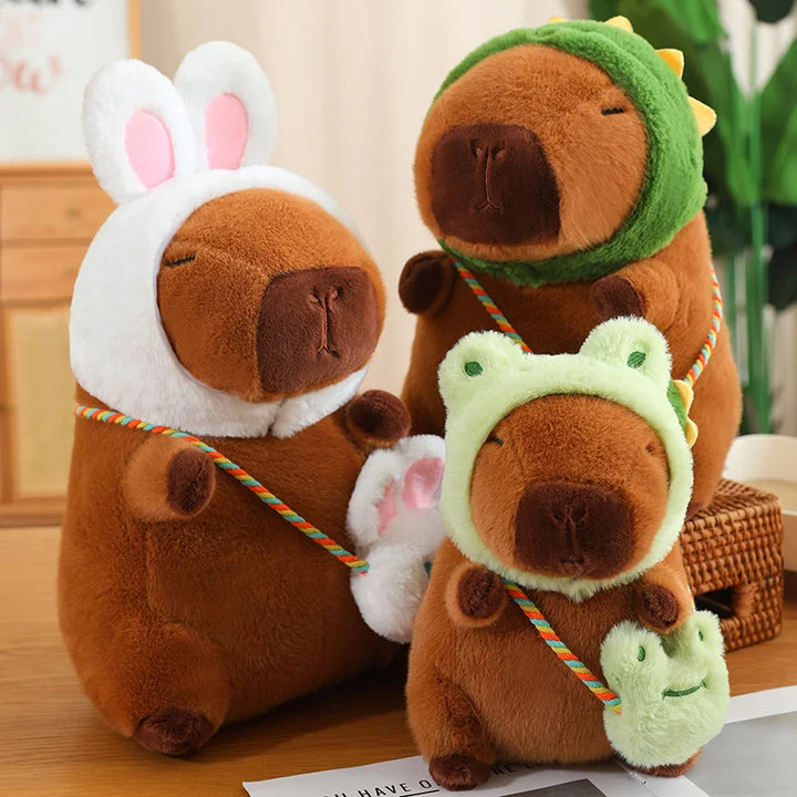 Adorable Capybara Plush with Animal Hood and Bag