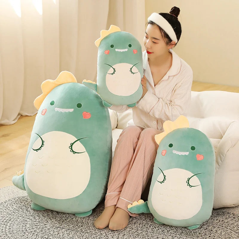 Chubby Dinosaur Plush Pillow in Mint Green