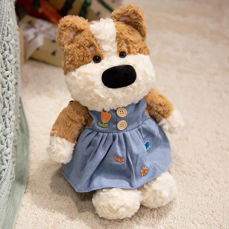 Adorable White Bear Plush in Gingham with Star