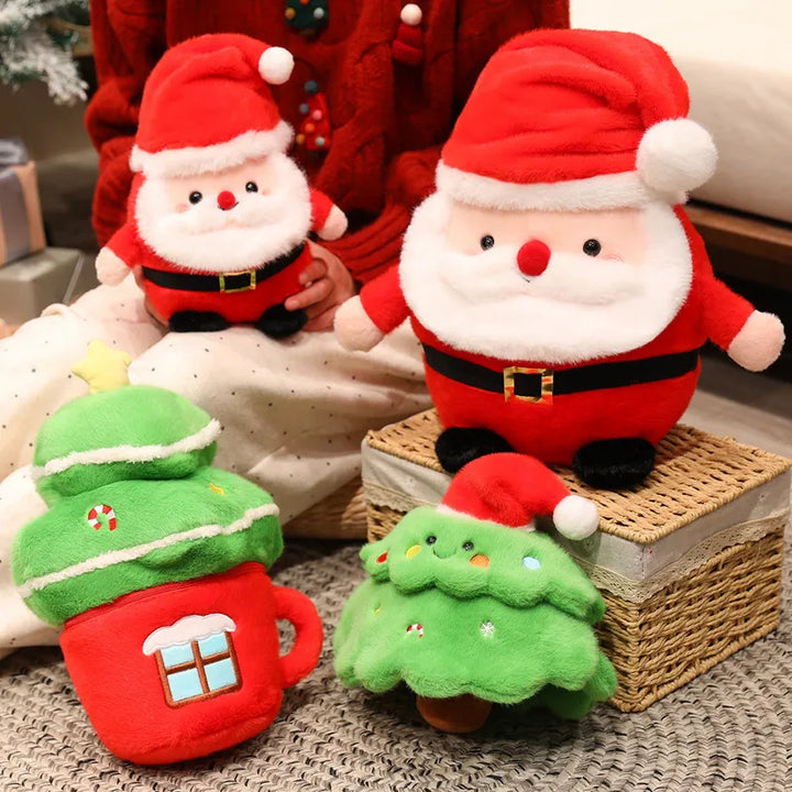 Adorable Christmas Tree Plush with Santa Hat