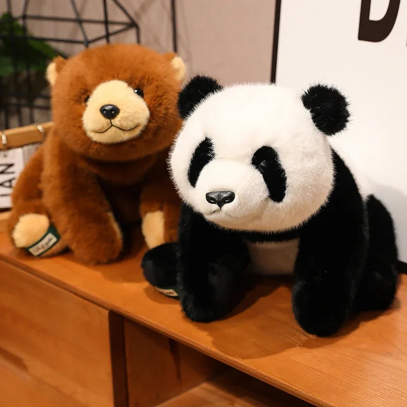 Cute Black and White Sitting Panda Plush