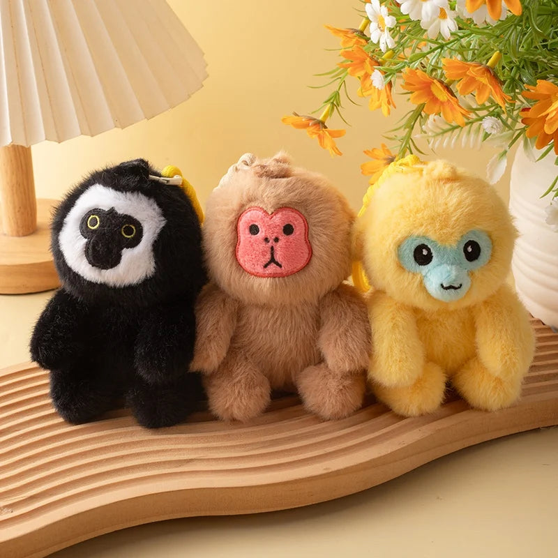 Cute Black Gibbon Plush Keychain