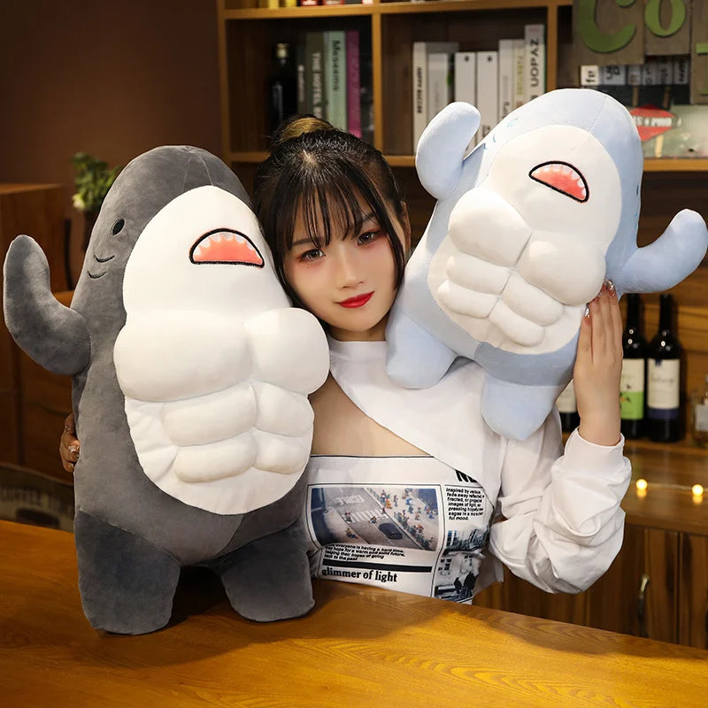 Cute Six-Pack Shark Plush Toy in Blue or Grey