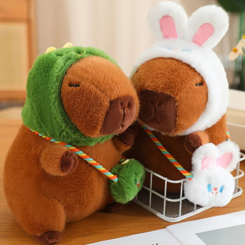 Adorable Capybara Plush with Animal Hood and Bag